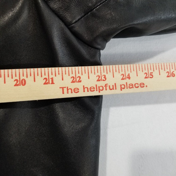 Vintage Tommy Hilfiger Leather Jacket Mens Medium Black Mid Pea Coat Dress - Picture 10 of 12